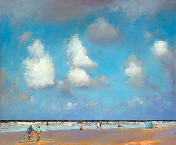 Strand bij paal 5, olieverf/linnen, 2019, 100 x 120 cm, Verkocht