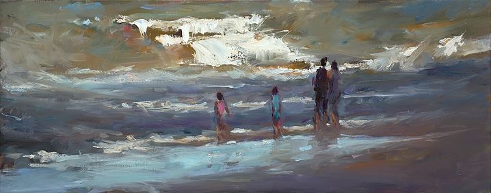 Plage, Huile, 2019, 40 x 100 cm, Vendu