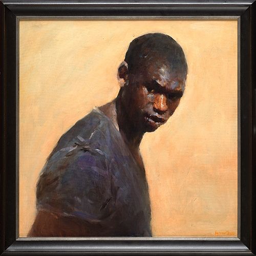 Jonge visser Cabo Verde, olieverf / linnen, 2020, 60 x 60 cm, Verkocht