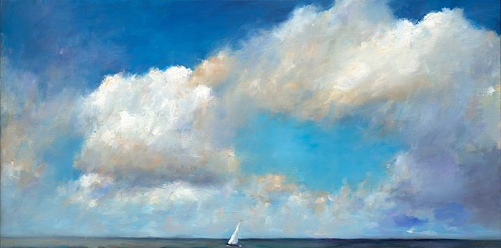 Nuage orange, Huile, 2020, 27 x 50 cm, Vendu