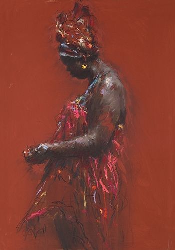 Fischfrau Sal Cabo Verde, Pastell, 2021, 100 x 70 cm, € 3.750,-