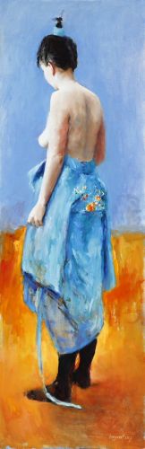 Blue kimono IV, Oil / canvas, 2007, 120 x 50 cm, Sold