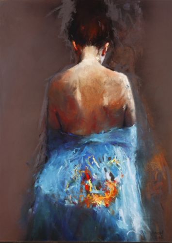 Kimono bleu, Pastel, 2008, 90 x 67 cm, Vendu