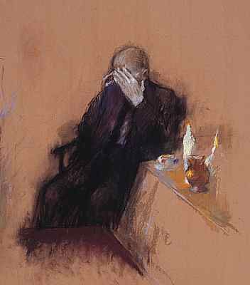 Schweigender Mann, Pastell, 2000, 54 x 53 cm, Verkauft