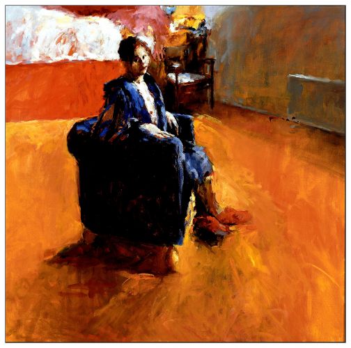 Fauteuil bleu, Peinture à l’huile sur toile, 2002, 100 x100 cm, Vendu