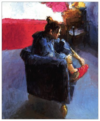 Fauteuil bleu II, Peinture à l’huile sur toile, 2002, 120 x 100 cm, Vendu