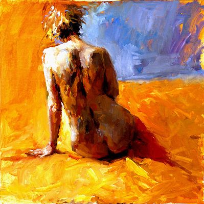 Nu assis III, Peinture à l’huile sur toile, 2003, 70 x 70 cm, Vendu