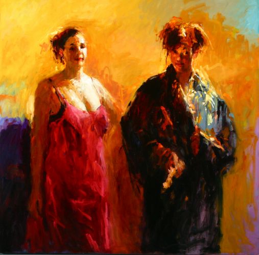 Twee modellen, Olieverf / doek, 2003, 150 x 150 cm, Verkocht